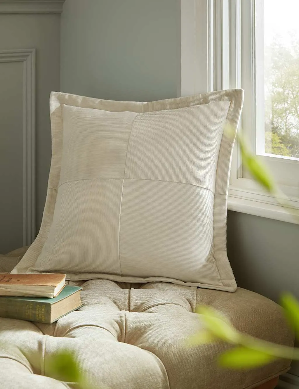 Laura Ashley Dalham Corded Oxford Edge Cushion Natural