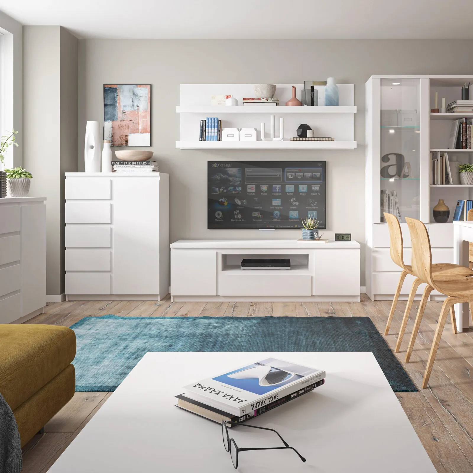 Furniture To Go Fribo 2 Door 1 Drawer 166cm Wide TV Cabinet in White 3