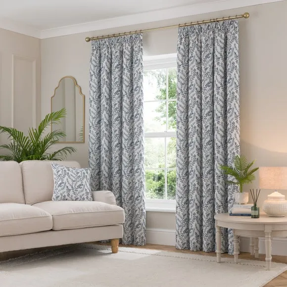 Shimla Embroidered Floral Pencil Pleat Curtains 2