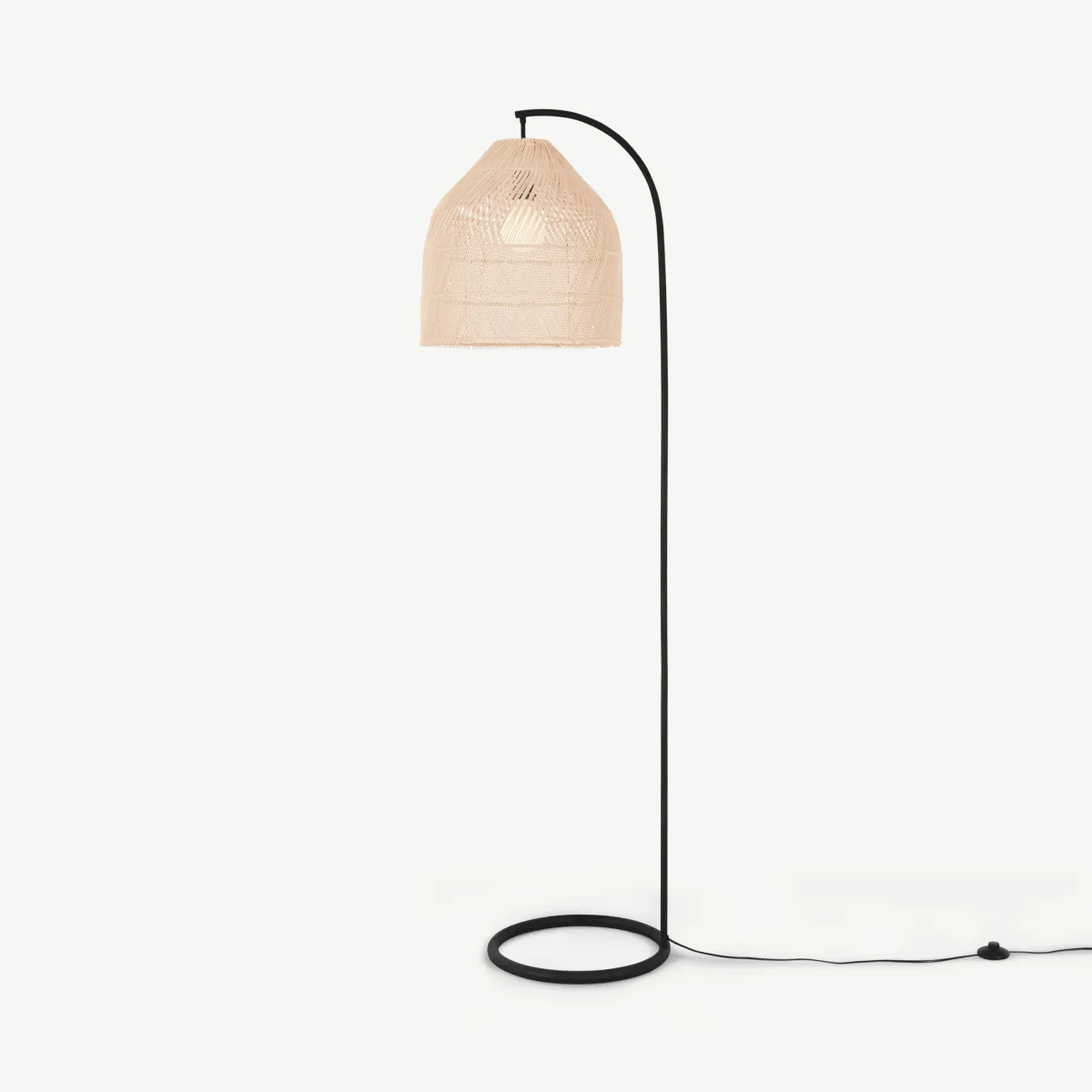 Java Arc Overreach Floor Lamp, Natural Rattan