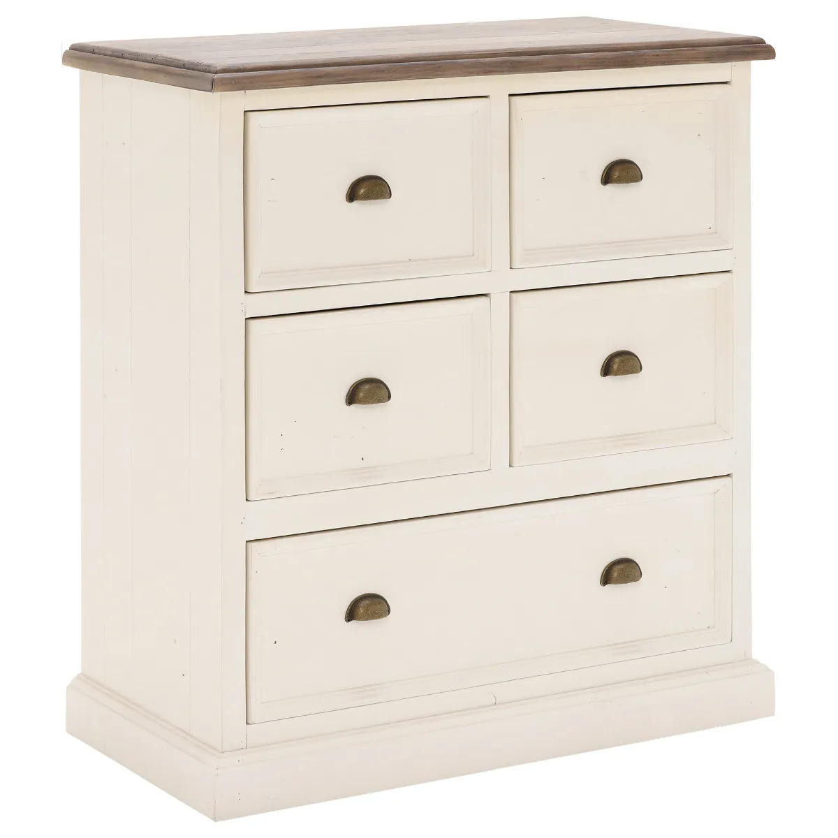 Carisbrooke Reclaimed Wood 5 Drawer Chest, Stucco White