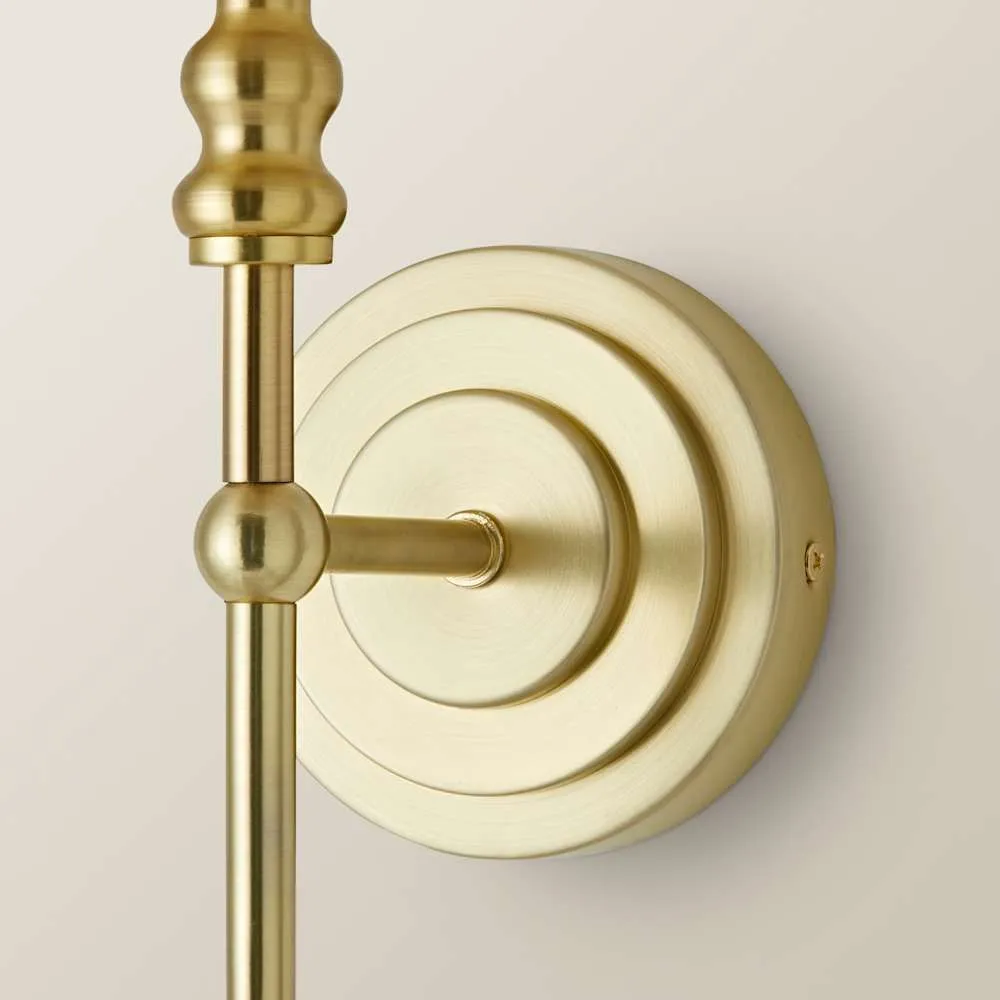 ValueLights Maggie Candlestick Wall Light with Linen Tapered Lamp Shade with Bulb in Gold 4