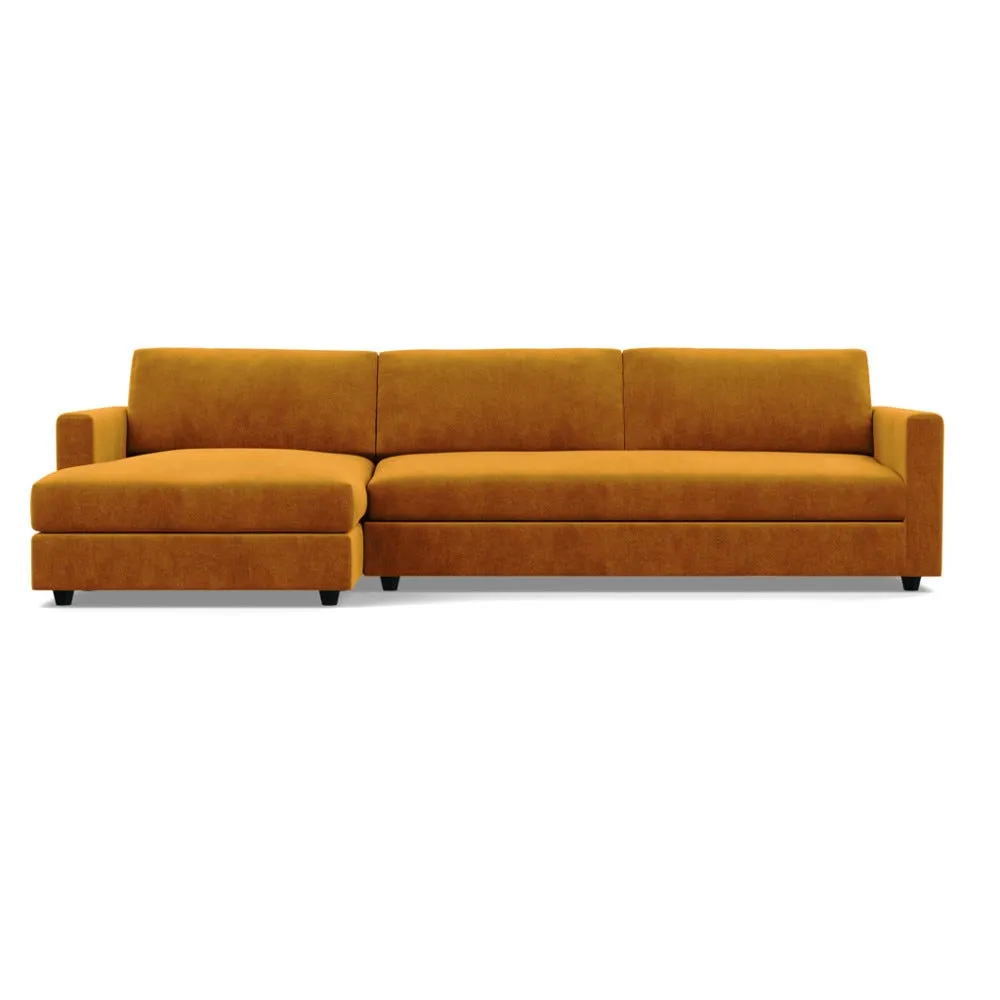 Heal's Nimbus II Complete 4 Seater Corner Chaise LHF Smart Luxe Velvet Cognac Black Feet 1