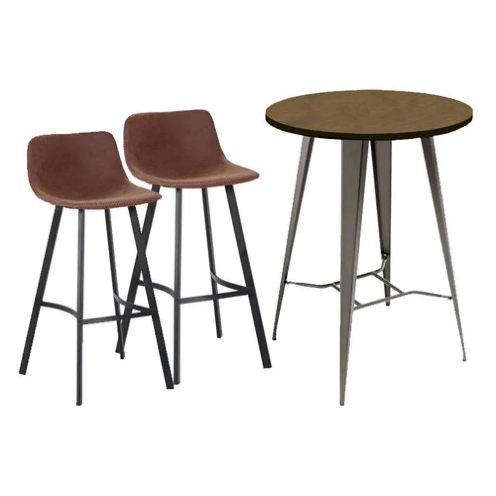 netfurniture Hartford Bar Stool & Tolix Round Table Package in Brown