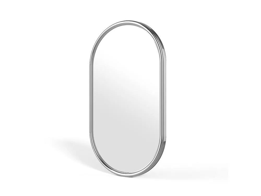 Vente-unique Oval Aluminium Wall Mirror - W. 40 X H. 70 Cm - Chrome - REFLEYA in Silver 5