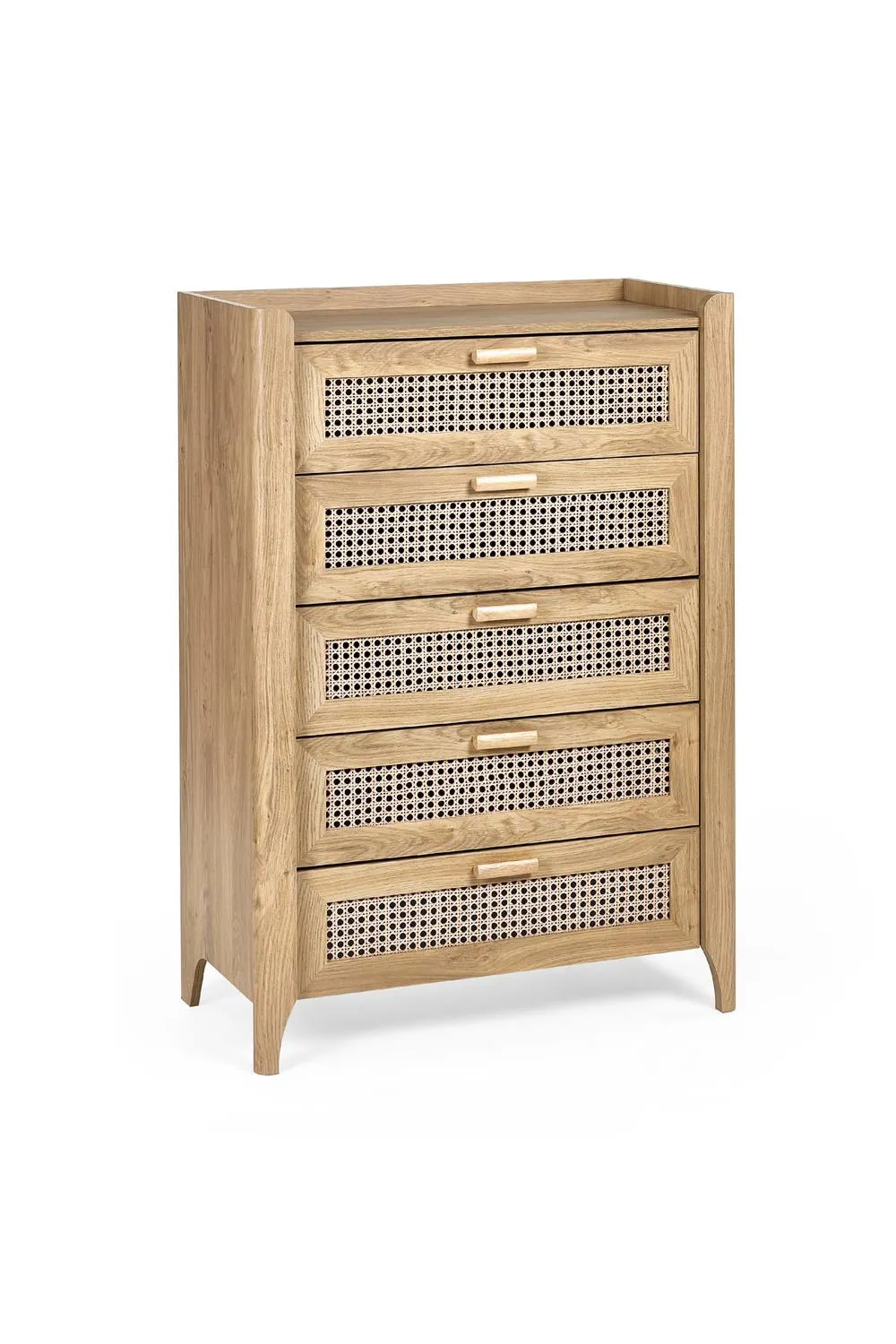 Julian Bowen Sydney Rattan Print 5 Drawer Chest in Light Oak 3