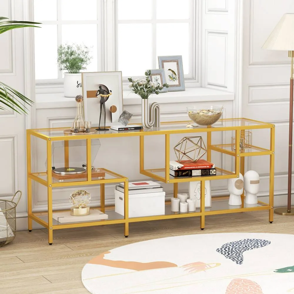 Costway TV Stand for TVs up to 65" 147cm TV Console Table in Gold 3
