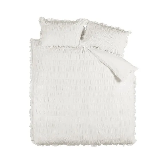 Catherine Lansfield Seersucker Frill Duvet Cover & Pillowcase Set 4