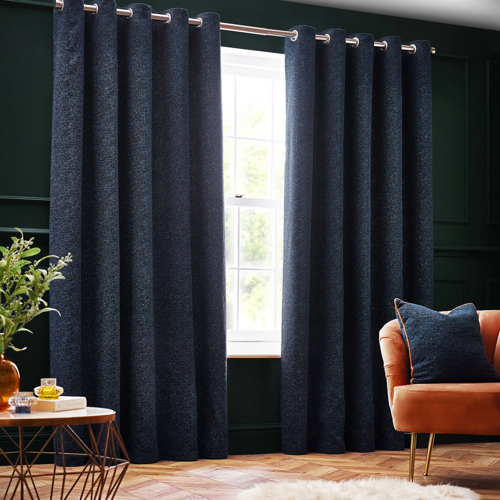 Paoletti Galaxy Chenille Piped Cushion in Navy 4