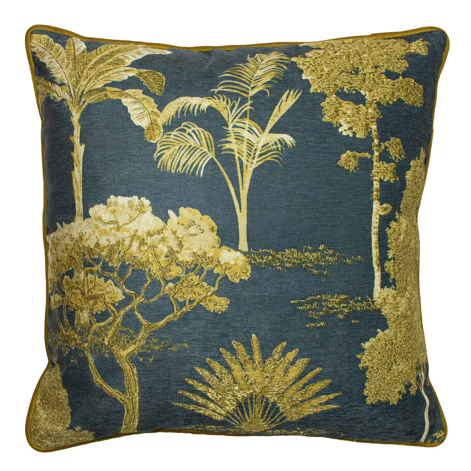 Paoletti Arboretum World Trees Embroidered Cushion in Blue 2