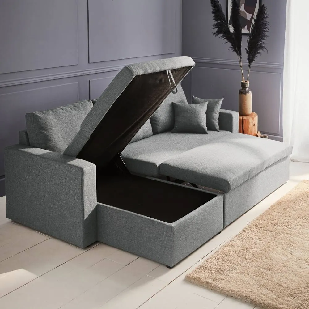 sweeek 3-seater Reversible Corner Sofa Bed With Storage in Light Grey 4