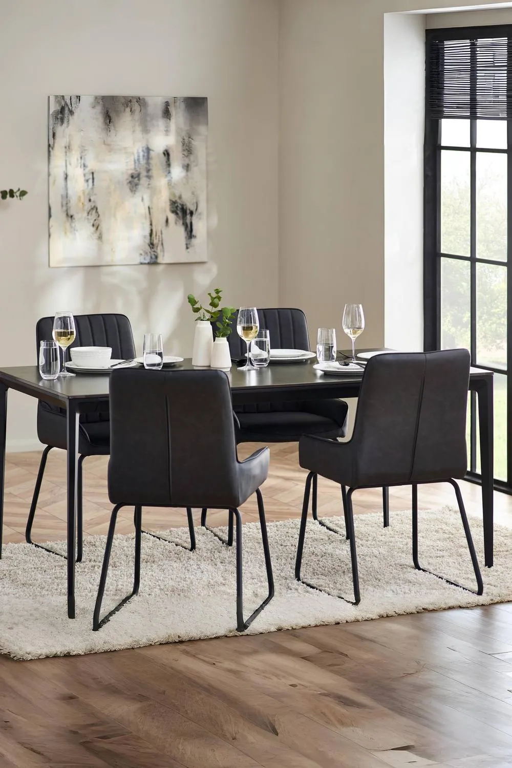 Julian Bowen Miami Rectangular Stone Top 4-6 Seater Dining Table in Grey