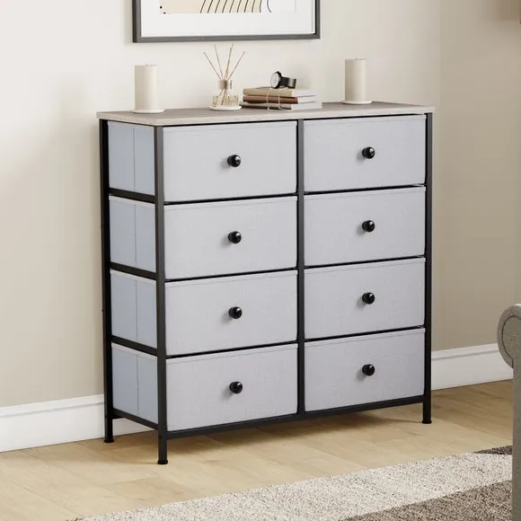 Return - Maye 8 Drawer Fabric Chest, Grey