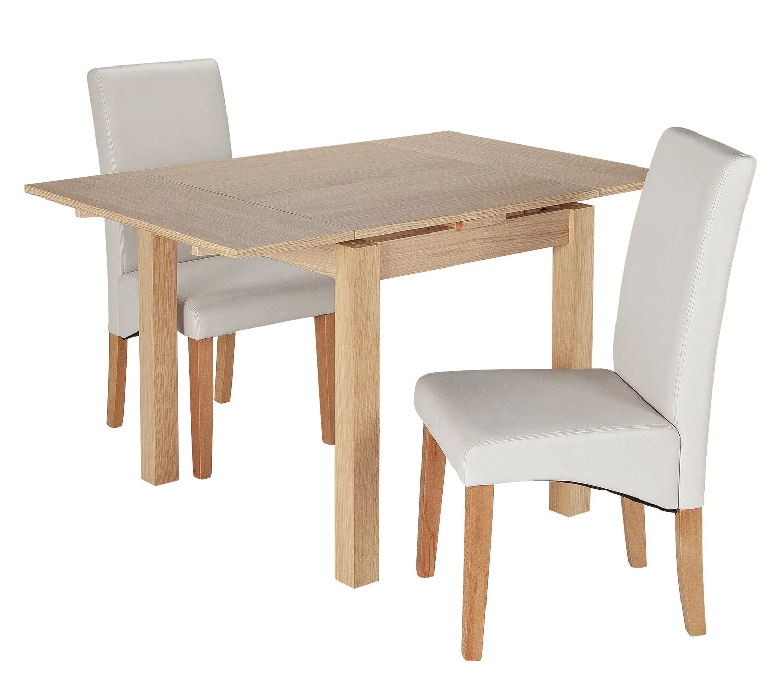 Habitat Clifton Oak Extending Table & 2 Cream Chairs