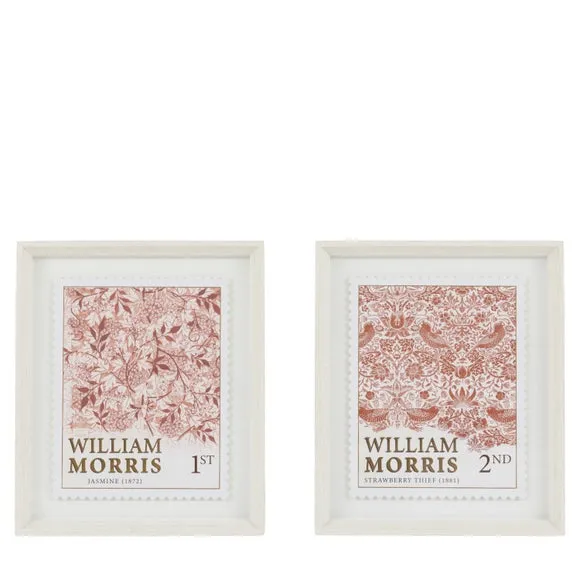 Cedar and Sage Set of 2 William Morris Postage Stamp Red Framed Prints 4