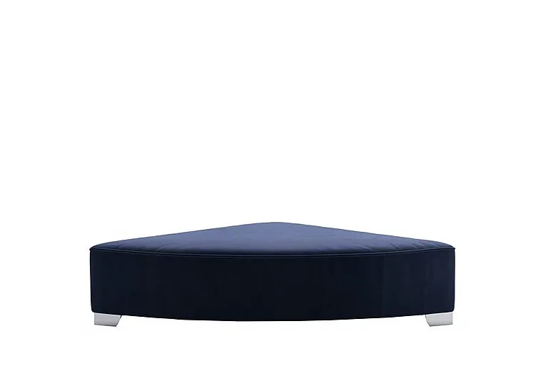 Isobel Fabric Wedge Footstool - Midnight Indigo with Chrome Feet