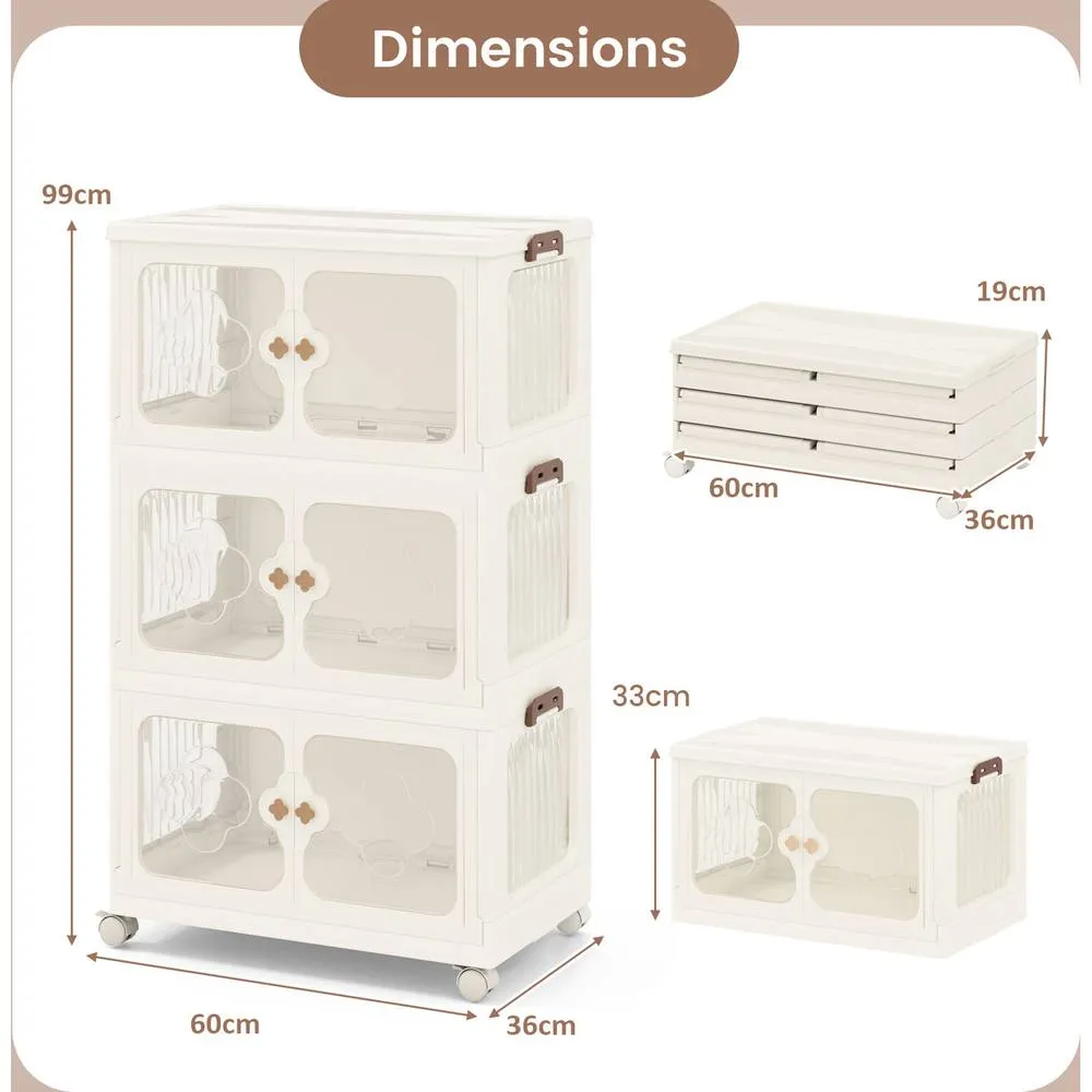 Costway 159L Storage Bins Stackable Storage Containers with Lid & Wheels-White in White 5