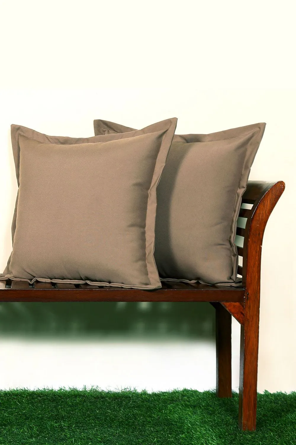 Homescapes Luxury Waterproof Plain Outdoor Cushion 45 x 45 cm, Set of 2 in Tan 2