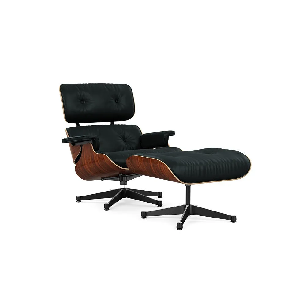 Vitra Eames Lounge Chair & Ottoman Santos Palisander Clas. L50 66 Nero Polished Black Base 05 1