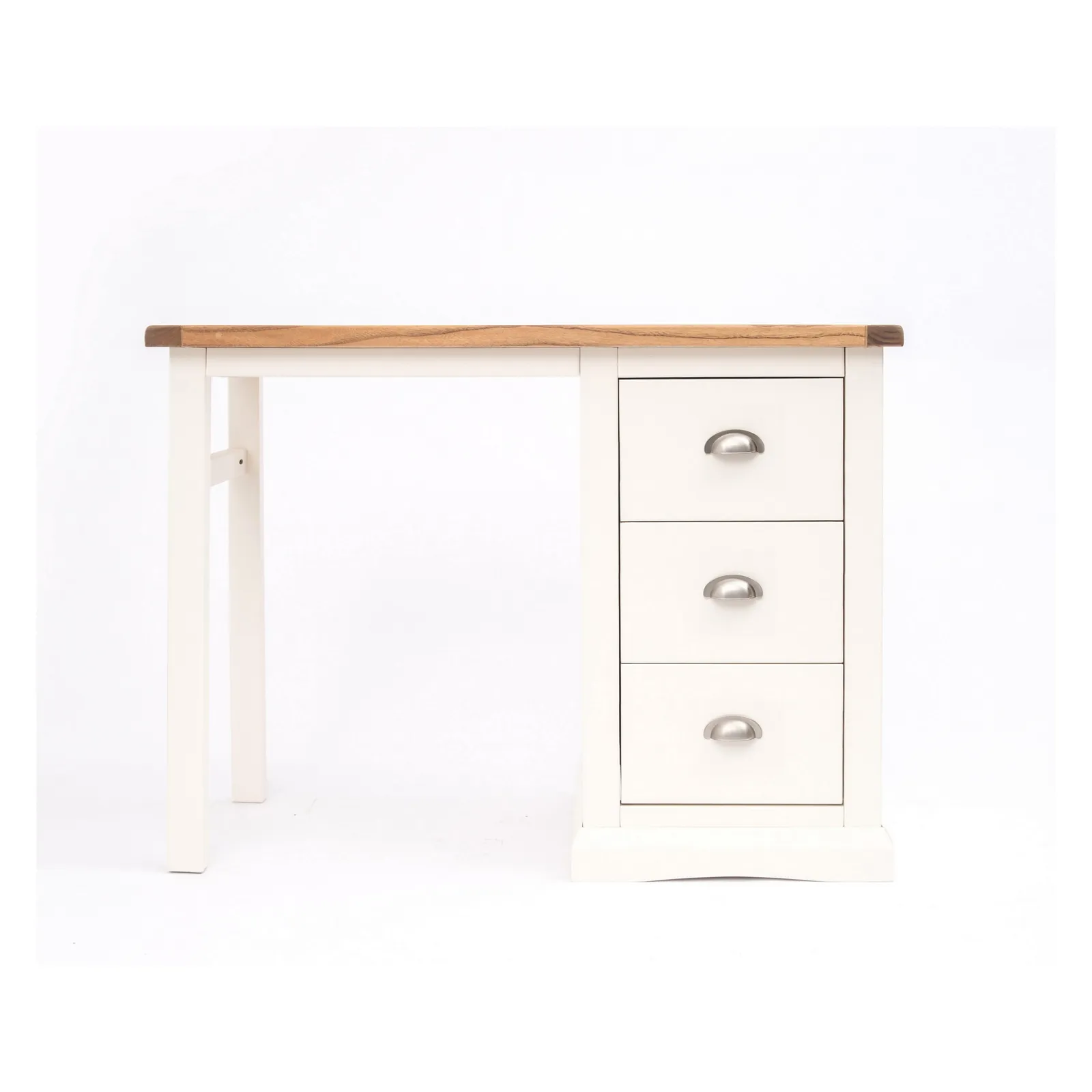 Cabinet Bits Cosenza 3 Drawer Desk - Dressing Table Chrome Cup Handle in Off-White