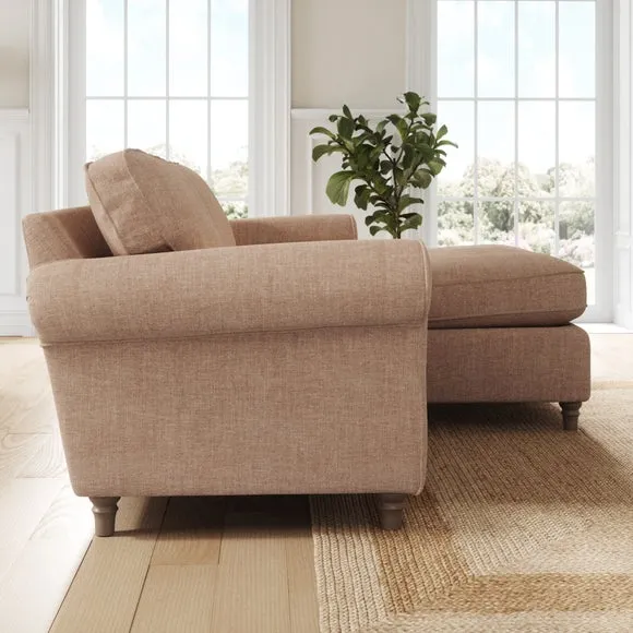 Flori Tonal Plush Chenille Corner Chaise Sofa 2