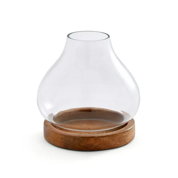Mango Wood Hurricane Tealight Candle Holder 3
