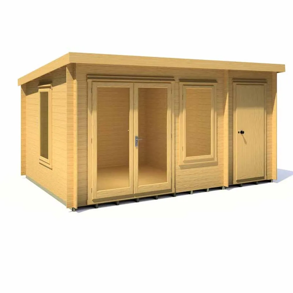 Shires Elm 10 x 14 Feet Log Cabin in 19 mm Logs - L419 x W299 x H225 cm in Light Brown 4