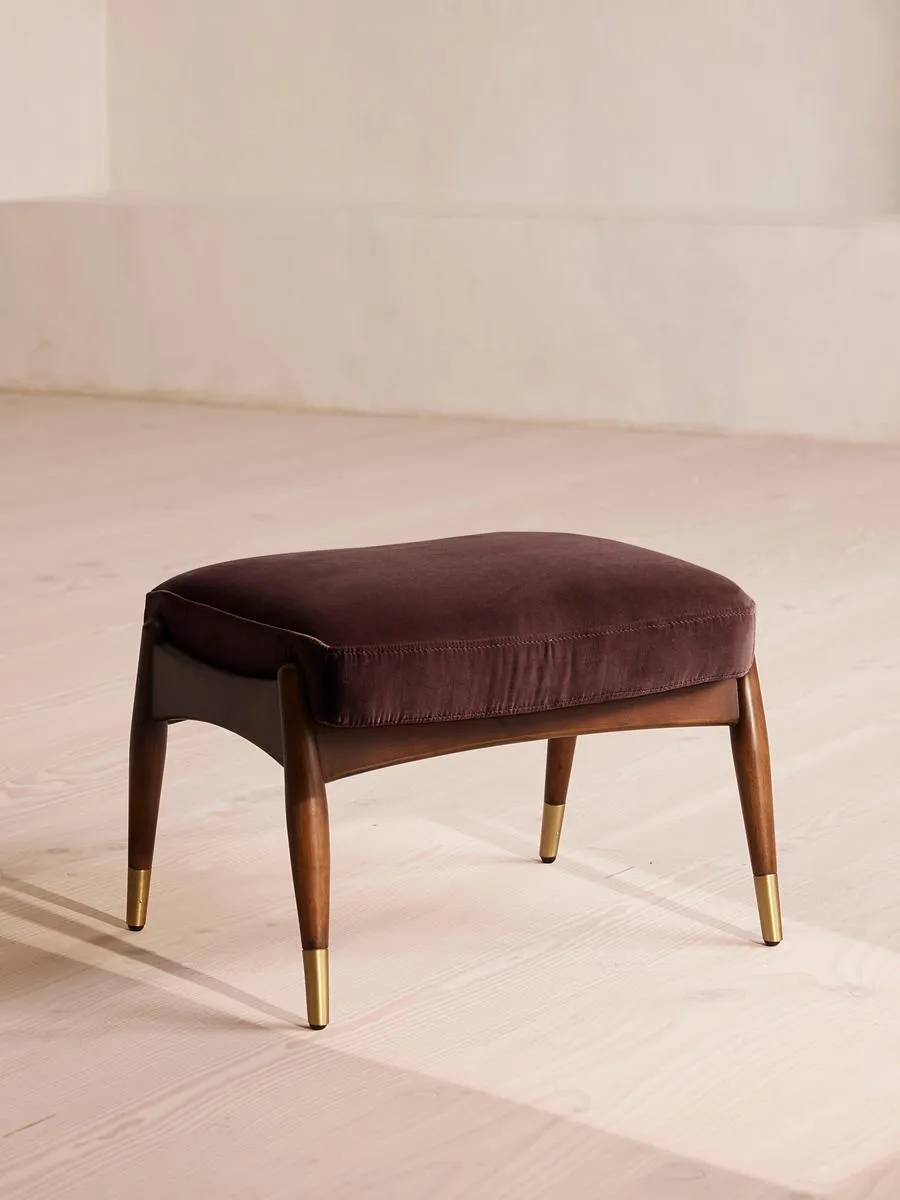 Theodore Footstool, Velvet, Aubergine