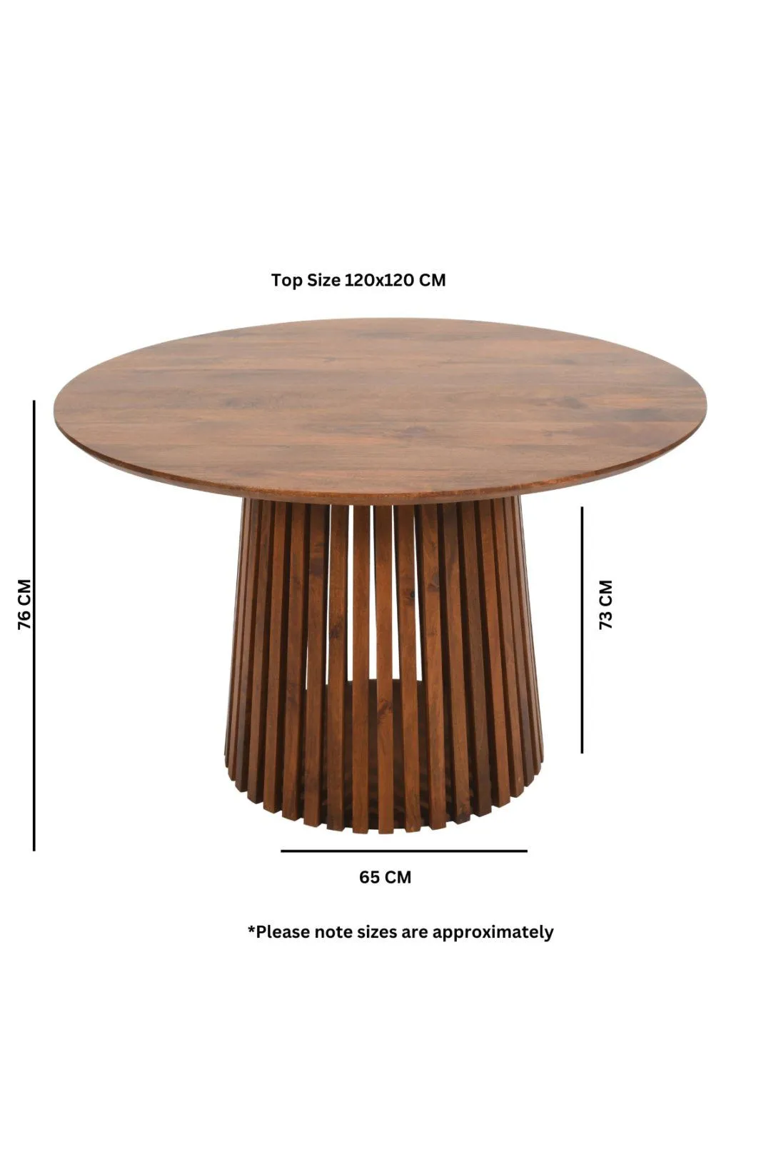IH Design Carney Mango Wood Round Dining Table 4 To 6 Seater in Brown 5