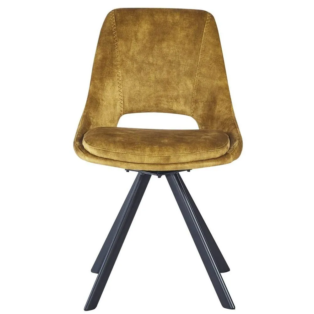 IH Design Mustard Velvet Swivel Dining Chair (Set of 2) 3