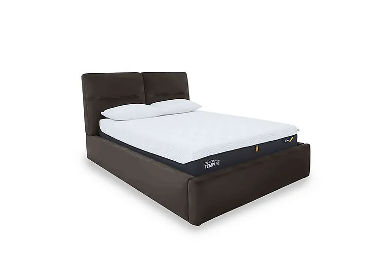 Stark Leather Manual Ottoman Bed Frame - Super King - Dark Chocolate