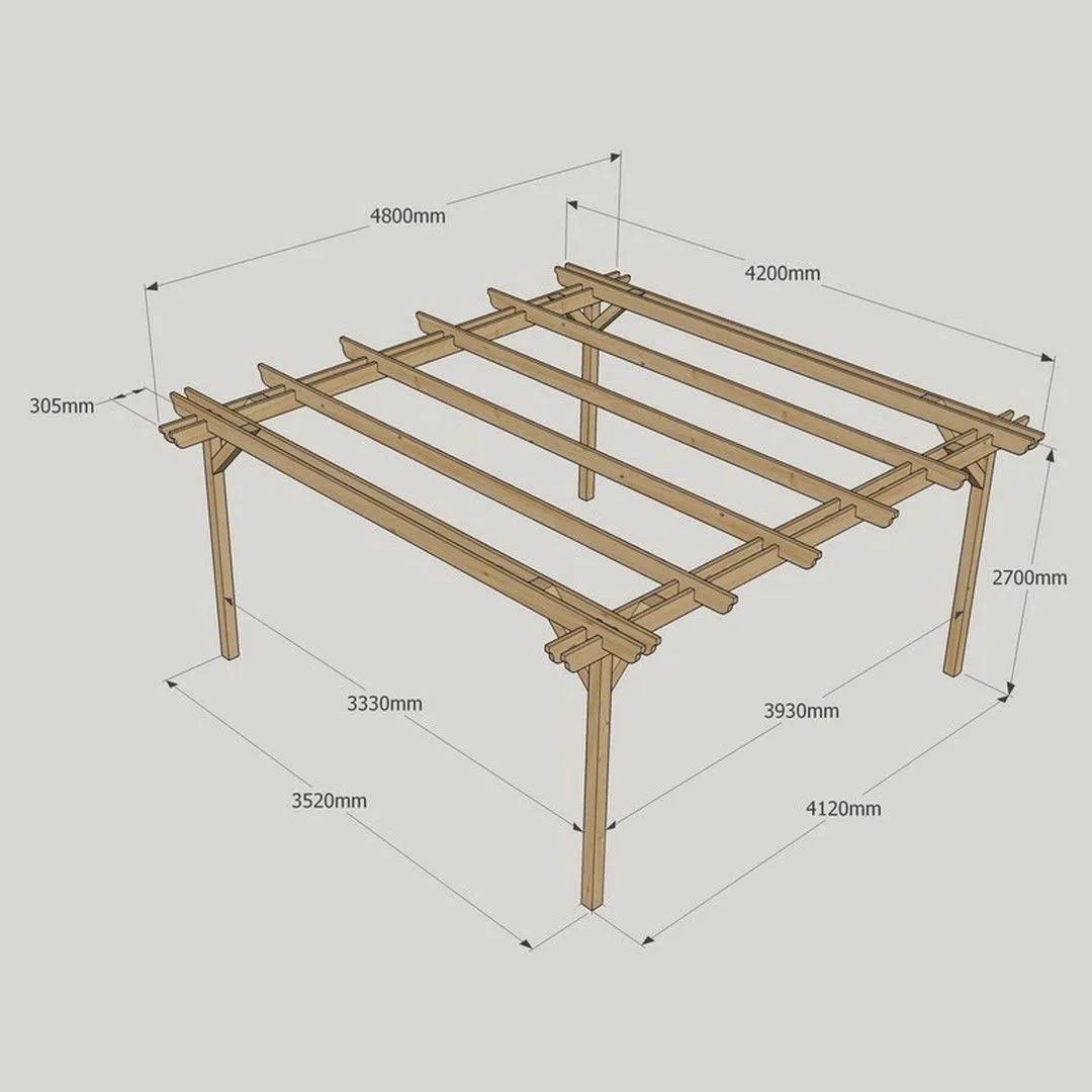 Rutland County Garden Furniture Ltd Double Garden Pergola - Wood - L420 x W480 x H270 cm - Rustic Brown 5