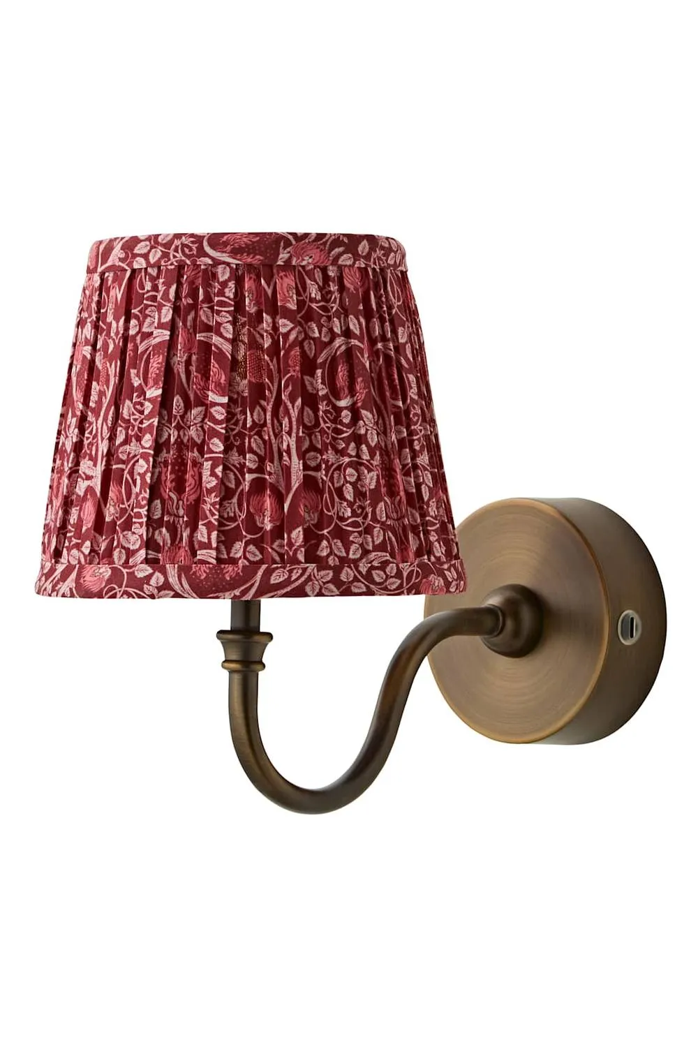 ValueLights Lowe Pair Floral Pleated Shade Metal Portable Rechargeable Wall Light in Red 6