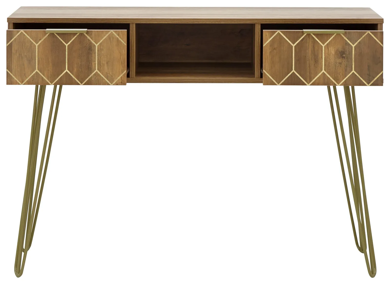 GFW Orleans 2 Drawer Console Desk in Brown 5