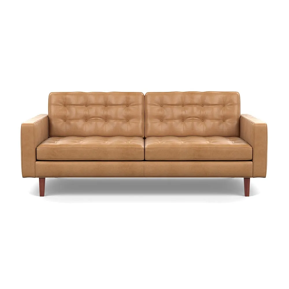 Heal's Hepburn 3 Seater Daino Leather Parchment Walnut 1