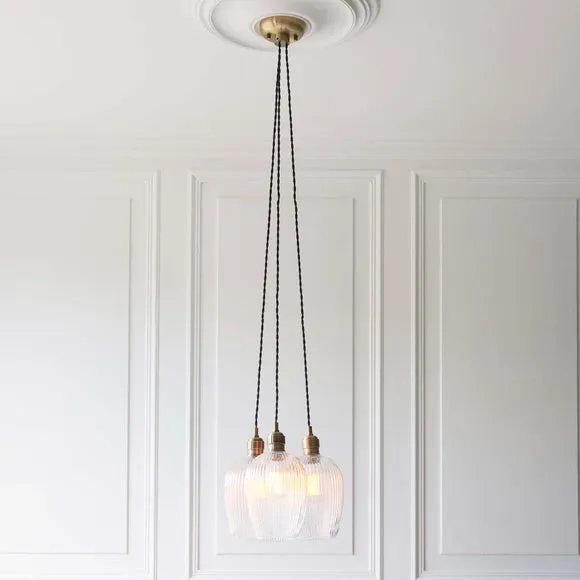 Vogue Sturt 3 Light Ribbed Adjustable Cluster Ceiling Light 5