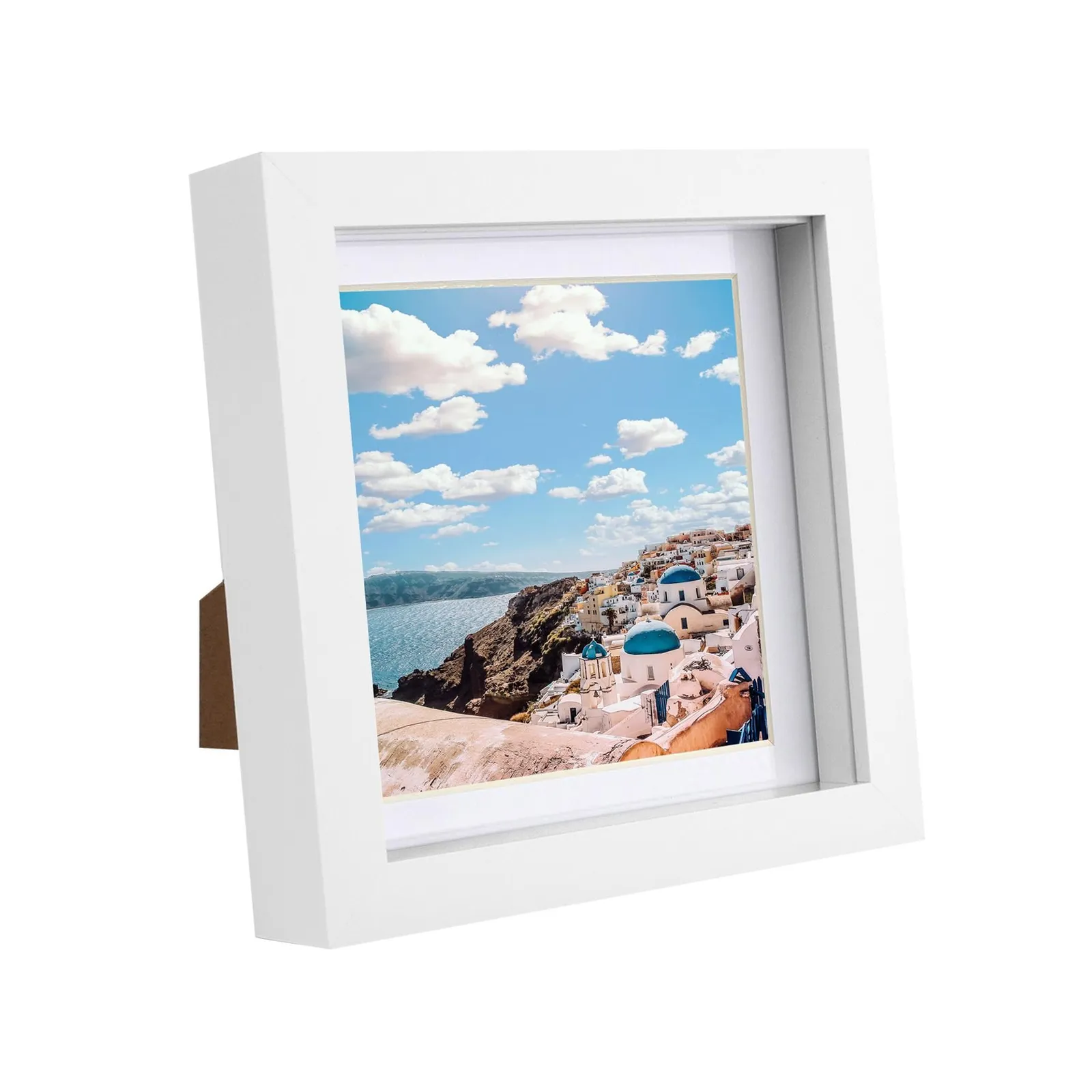 Nicola Spring 6" x 6" White 3D Box Photo Frame - 4" x 4" Mount