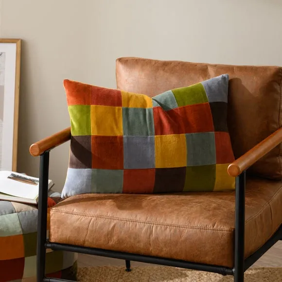 Clara Patchwork Velvet Rectangle Cushion 1