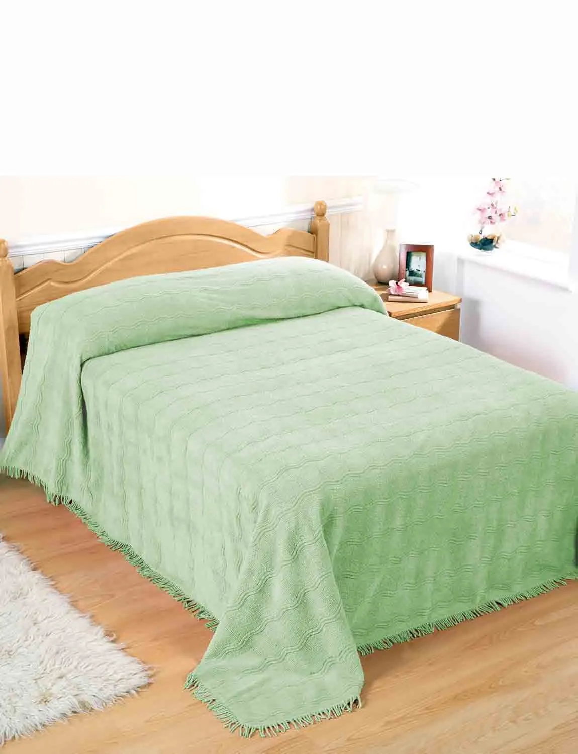 Diana Cowpe Candlewick Bedspread in Green