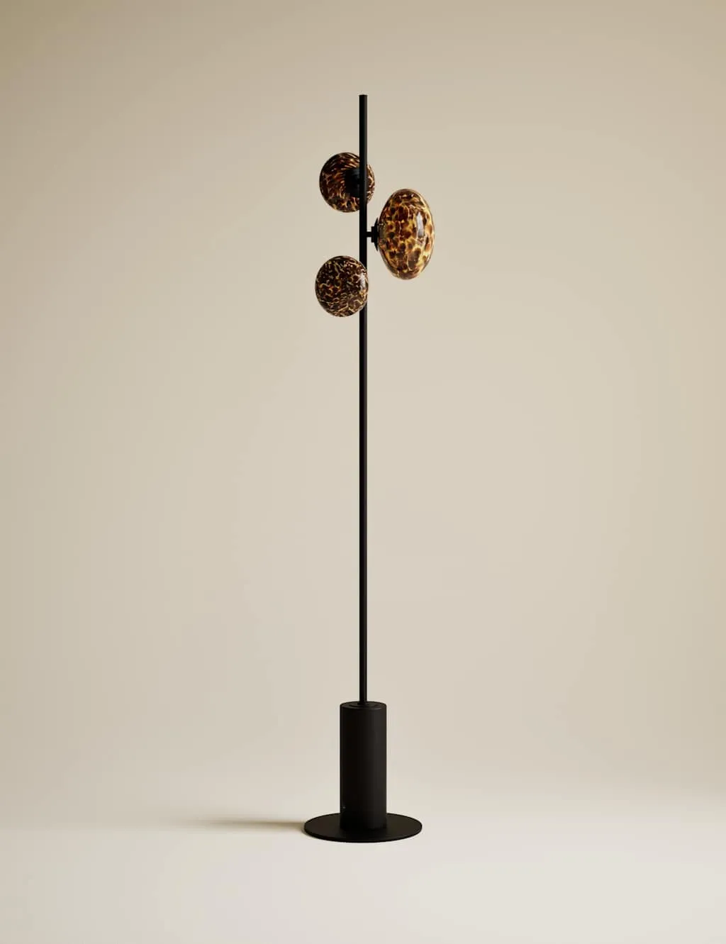 M&S Rechargeable Tortoiseshell 3 Light Floor Lamp Black