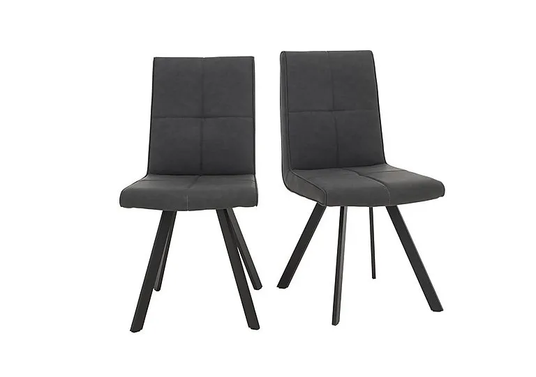 Phoenix Pair of Dining Chairs - Dark Grey