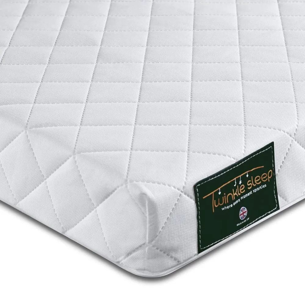 Bedzonline Twinklesleep Hypoallergenic Baby Cot Mattress - 120x60x10cm in White
