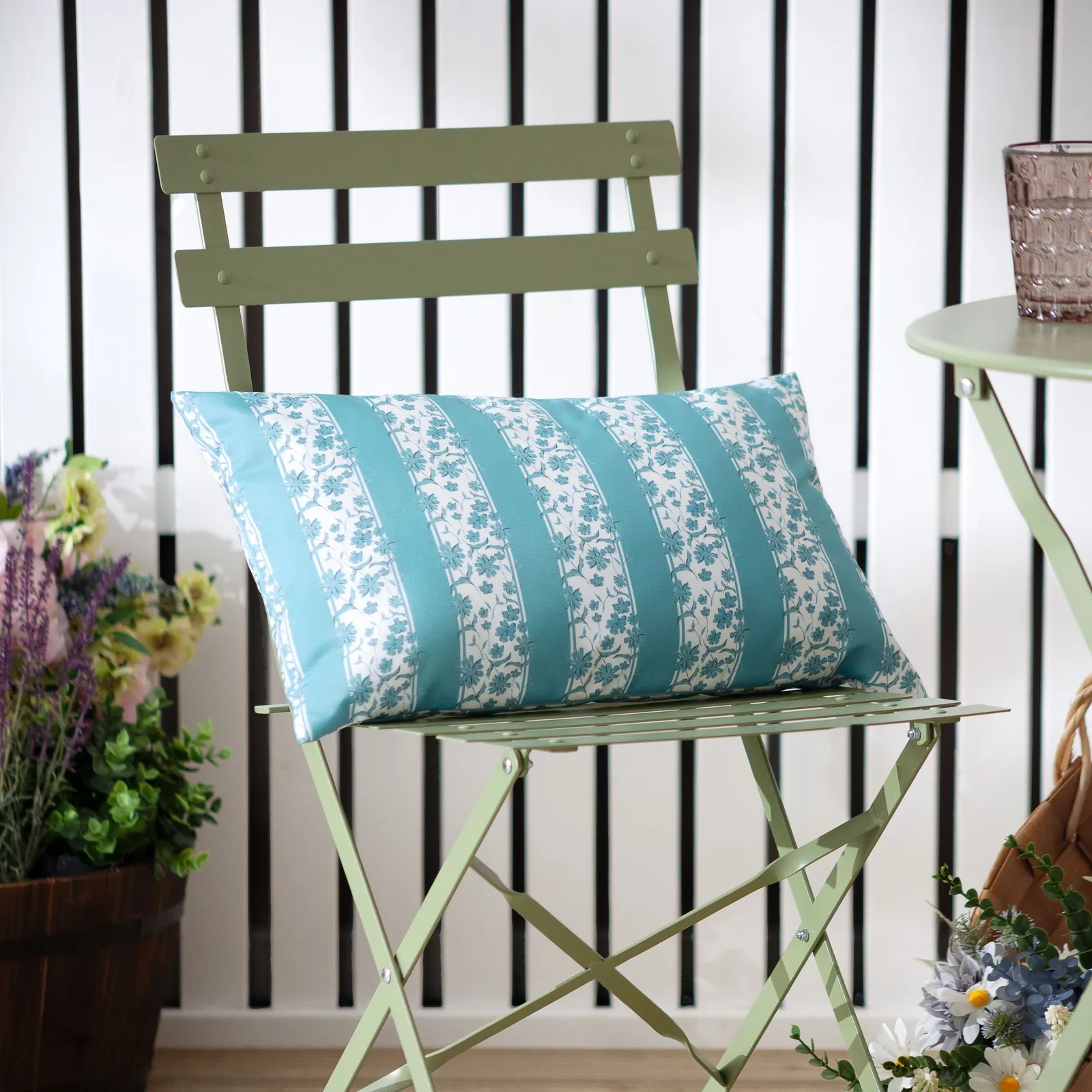 Wylder Chelsea Printed Outdoor Cushion in Bright Blue