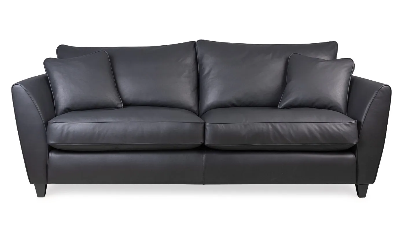 Heal's Torino 4 Seater Leather Sofa Leather Nero Black Feet