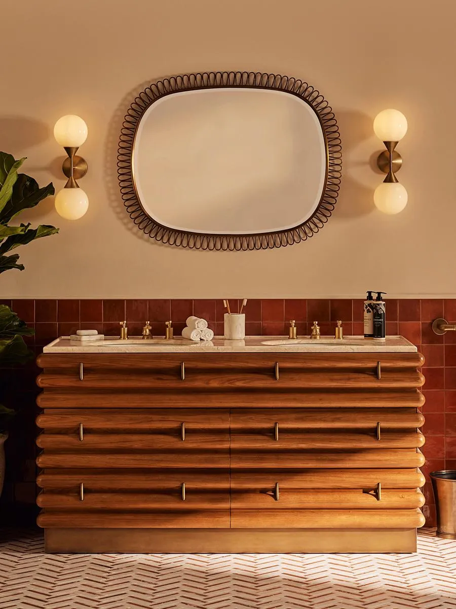 Todd Wall Mirror, Antique Brass