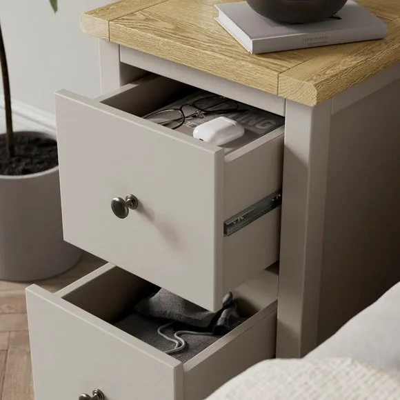 Olney Slim 2 Drawer Bedside Table 3