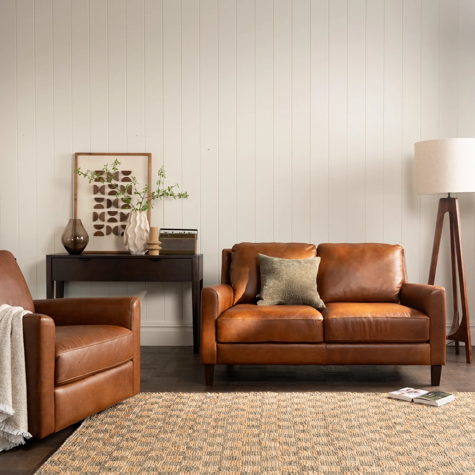 Albard Loveseat Sofa, Brown Leather | Barker & Stonehouse 2