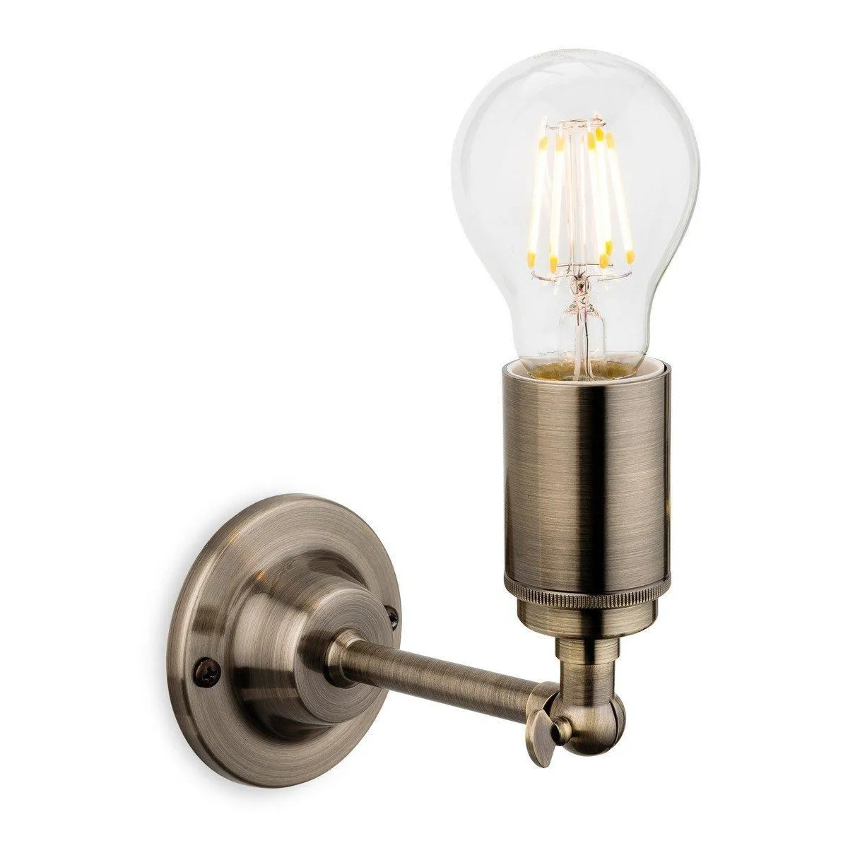 Netlighting Indy 1 Light Indoor Candle Wall Light Antique Brass E27 in Gold
