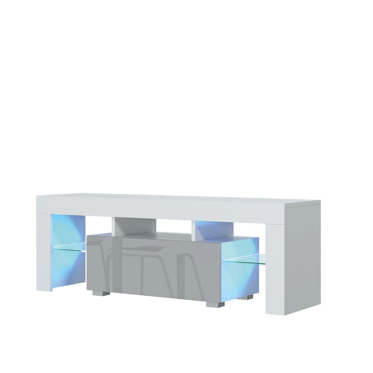 Creative Furniture Floe TV Unit 130cm - A Sleek & Elegant Cabinet with Gloss Doors & LED Lights in Grey 3