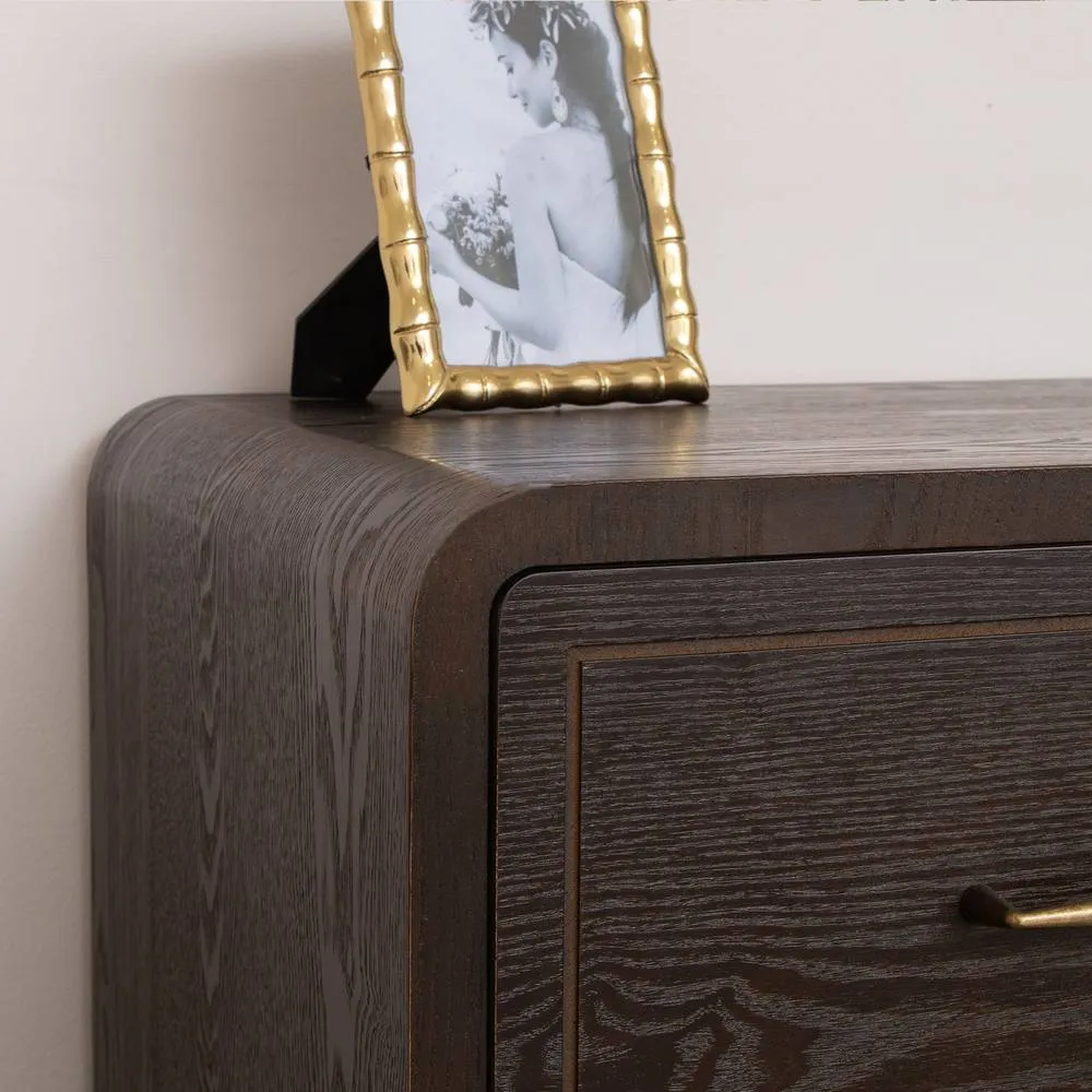 Melody Maison 3 Drawer Dark Wood Chest Of Drawers - Kingsley Range in Brown 3
